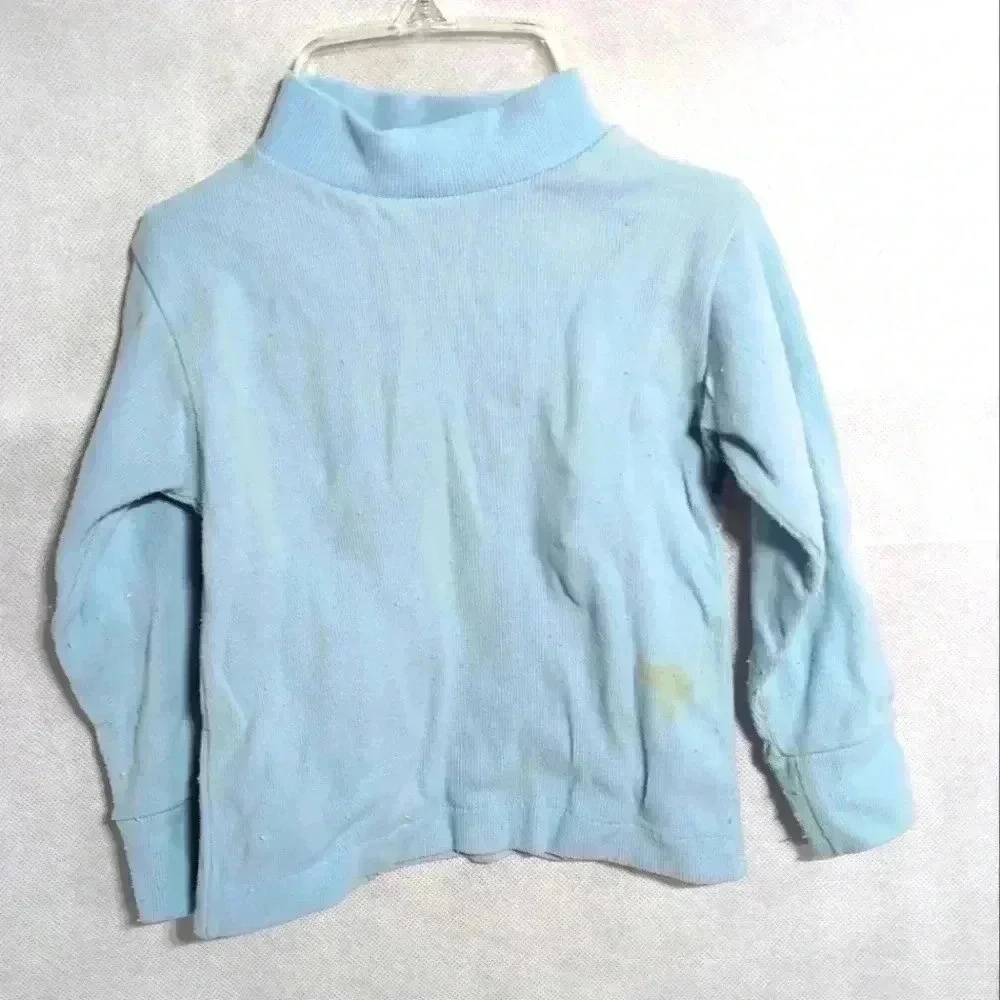 1970s Tottle Time Blue Mock Turtleneck JC Penny